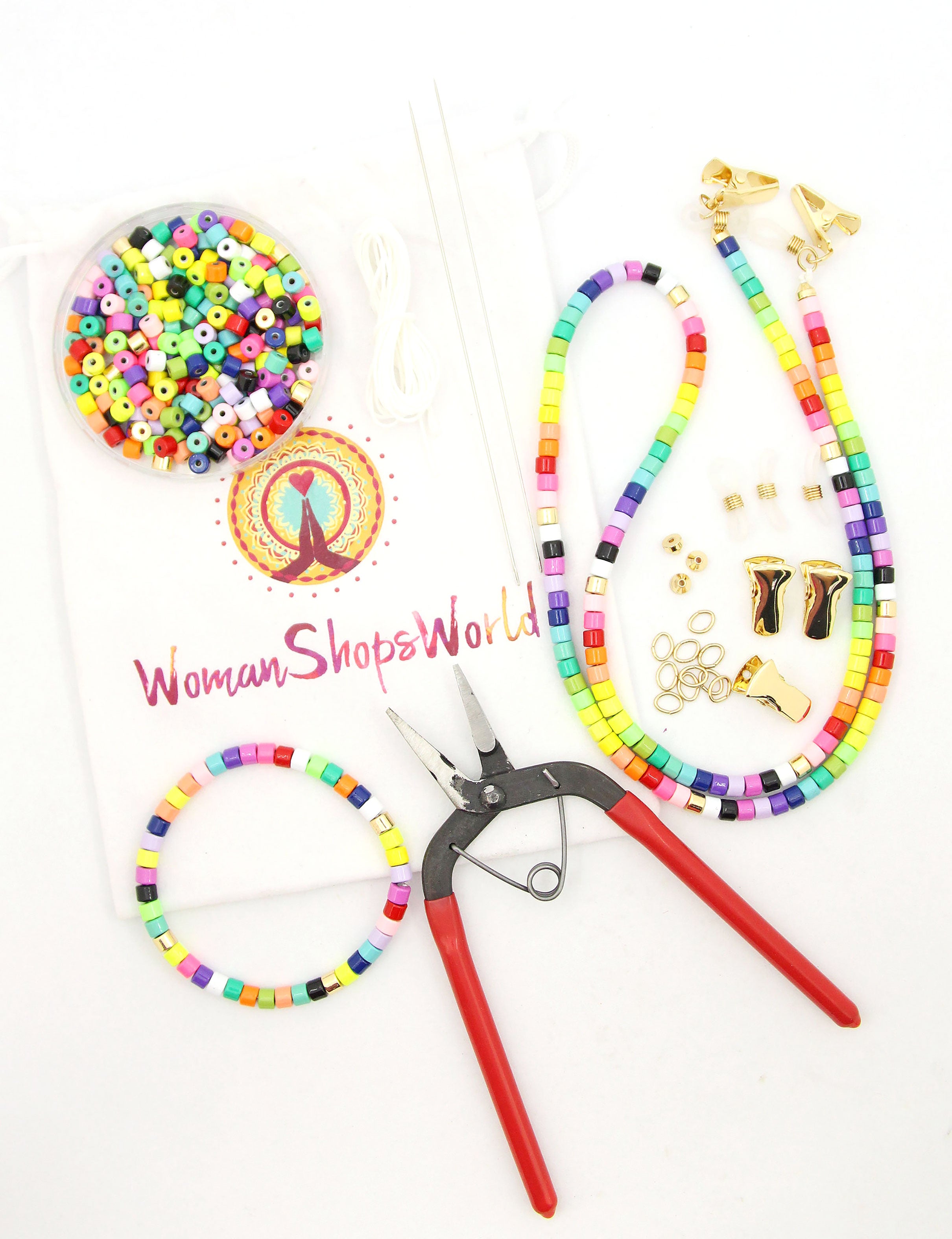 DIY Glass Bead & Metal Chain Lanyard Kit For Face Masks – Set Of 3 Convertible Straps
