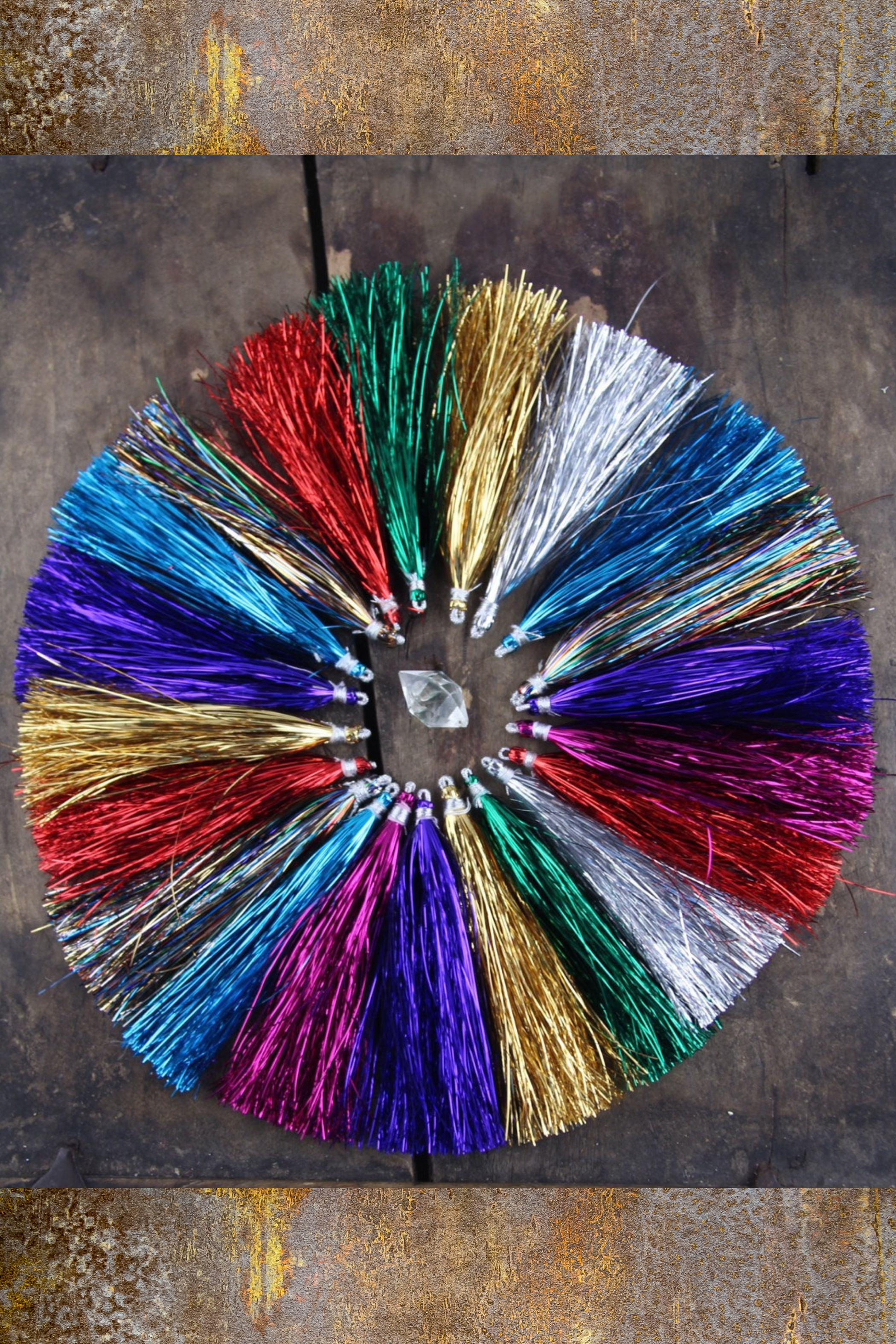 Rainbow Tinsel Tassels: 2.5 Metallic Jewelry Making Tassels