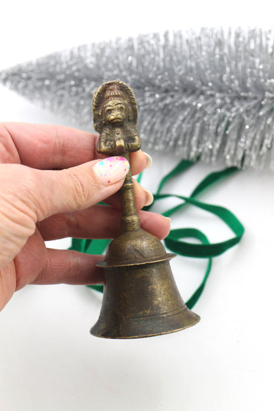 Vintage Brass Indian Bell, Festive Holiday Christmas Decoration