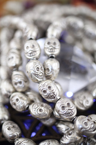 Sugar Skulls: 11x8mm Sterling Silver Beads, 4 Pieces
