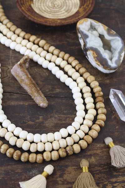 108 Bead Mala: 10mm, Neutral Yoga Inspired Jewelry, Boho Necklace for Fashion or Meditation