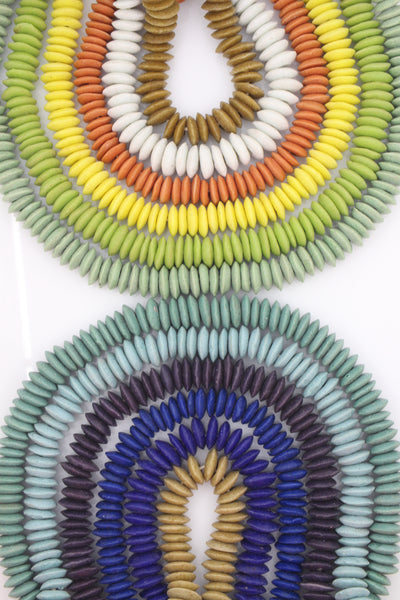 Ashanti Glass Rondelle Spacer Beads, Approx. 14x5mm, 110+ beads