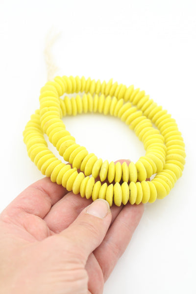 Handmade Yellow Powdered Glass Beads from Africa