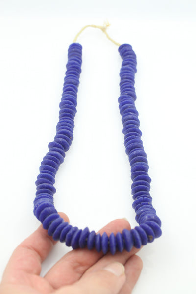 Handmade Navy Blue Powdered Glass Beads from Africa