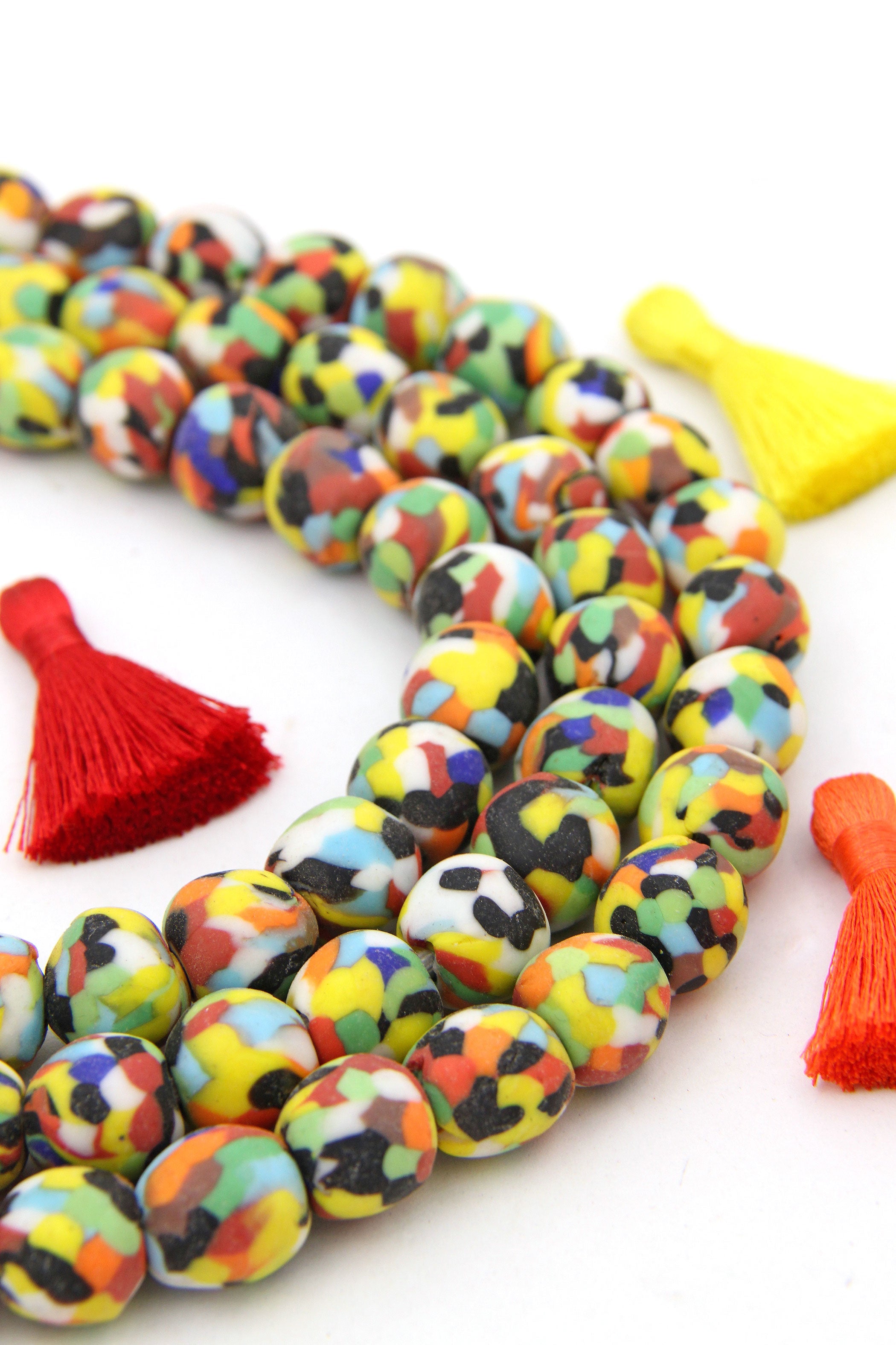 14mm Recycled African Glass Beads, Made in Ghana