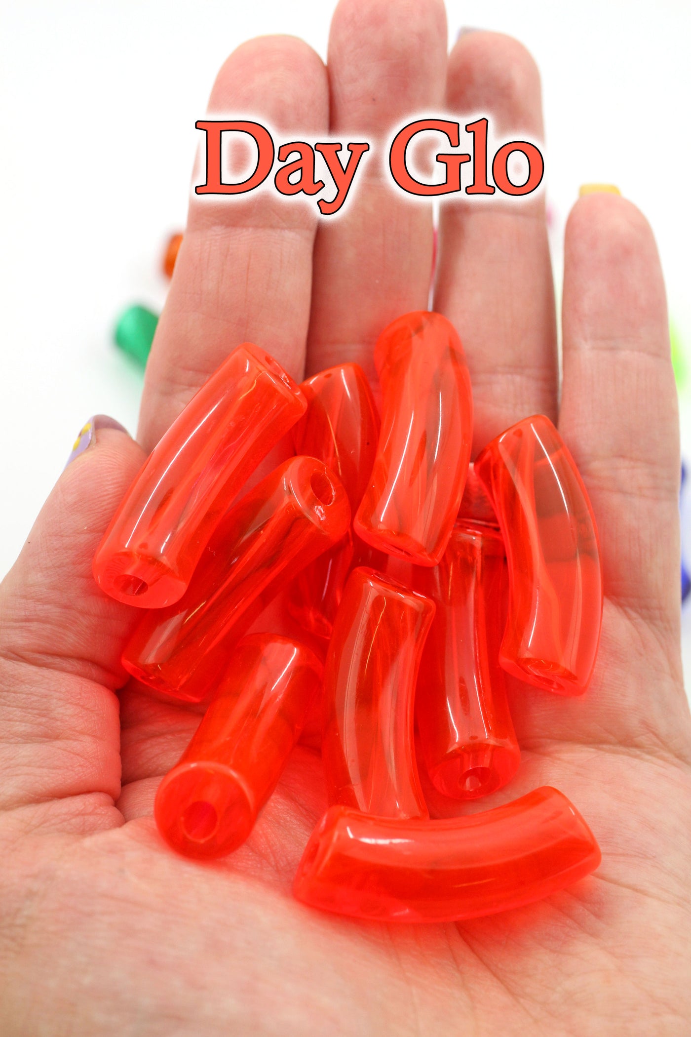 Acrylic Bamboo Beads, Curved Tube Beads, 12mm, Wholesale pricing, for making easy summer bracelets