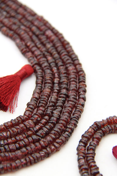 Garnet Smooth Heishi Tyre Beads, 5-6mm, 14 inch strand