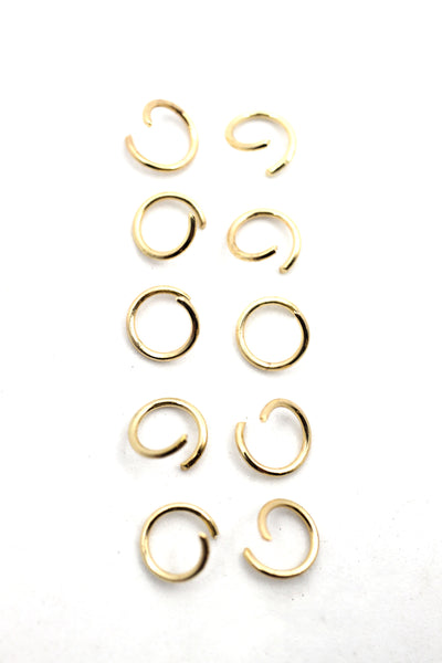 8mm/18 gauge, 10mm/14 gauge Jump Rings, Gold Plated, Open, Round