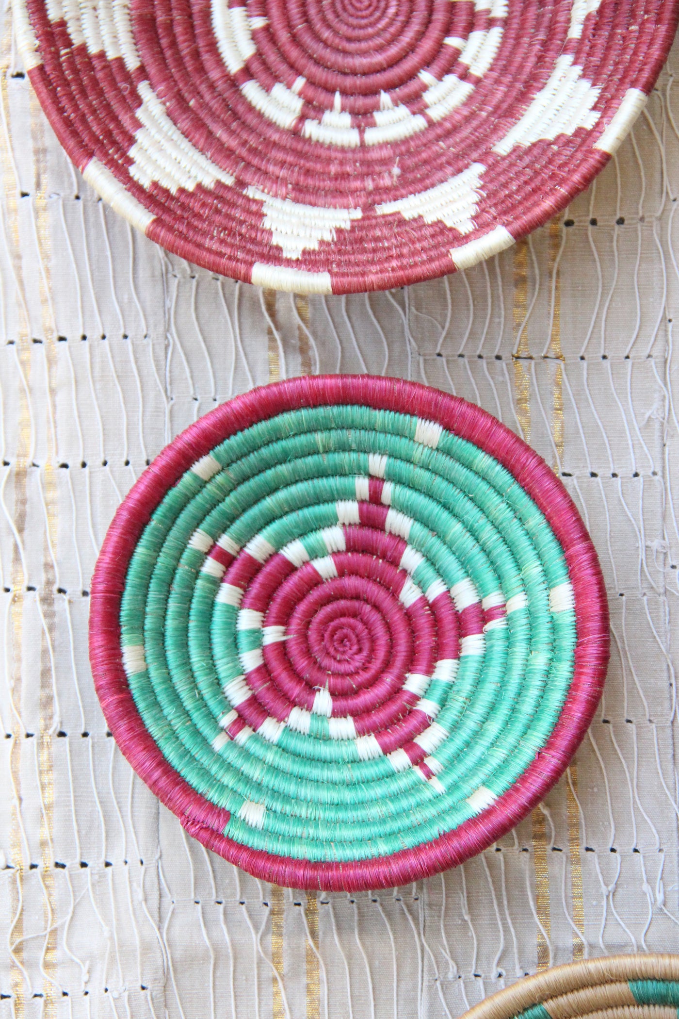 Margot Teal & Berry African Basket Collection, from Rwanda, Set of 5
