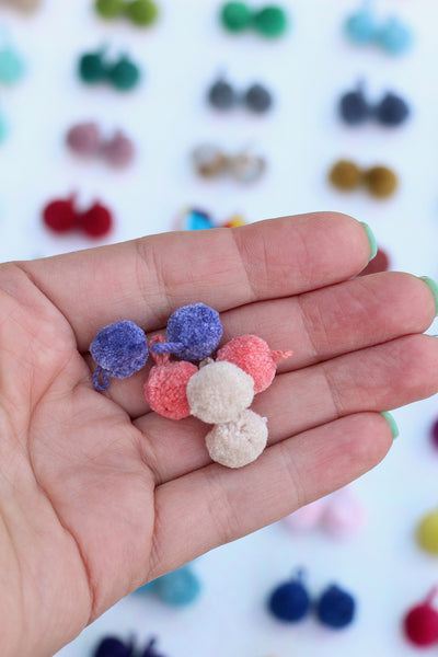 MINI Luxe Pom Poms with Loops, 1/4" Cotton Pom Baubles