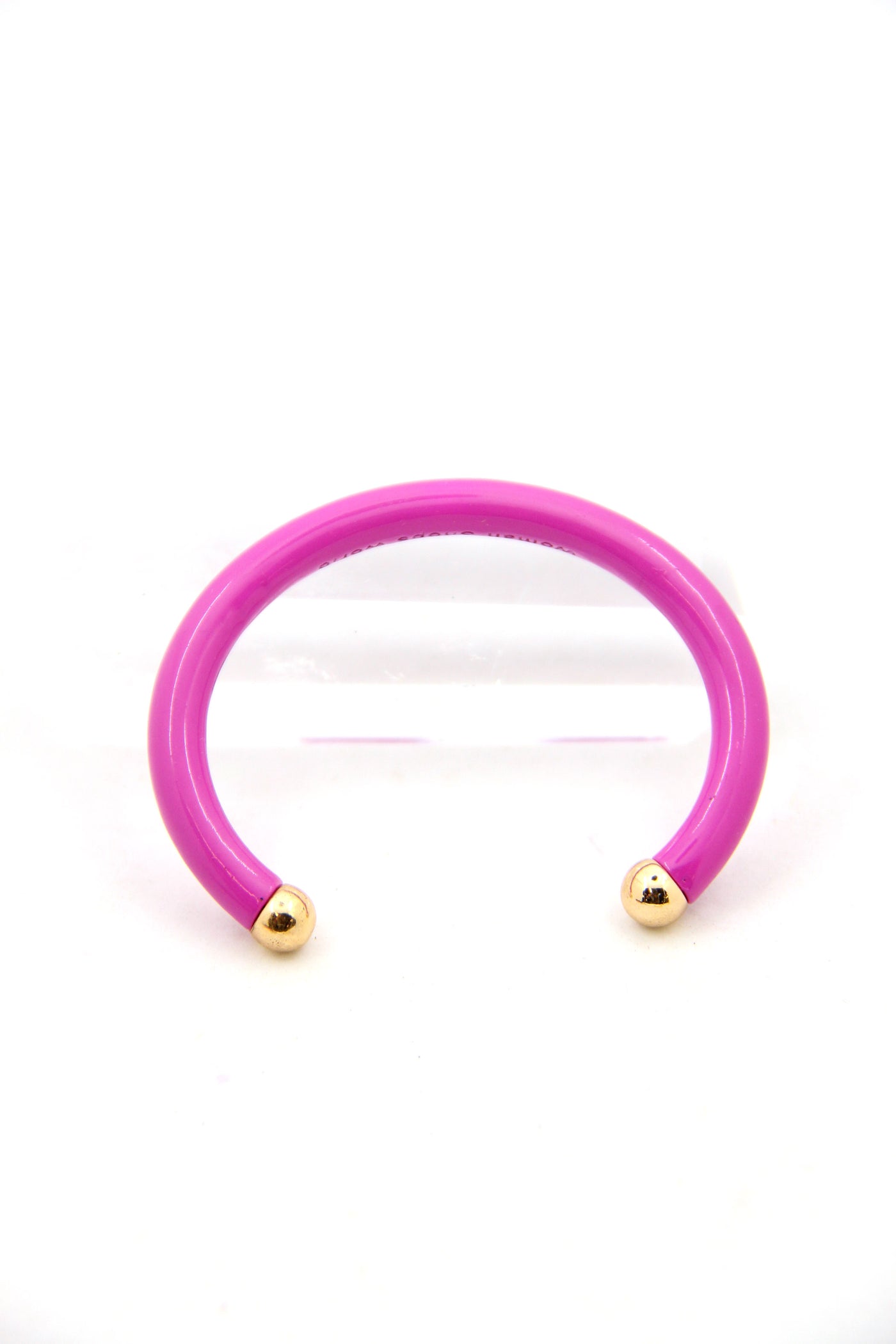 Raspberry Luxe Enamel Cuff Bracelet with Golden Ball Ends, Colorful Arm Stack, 1 Bangle