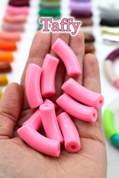 Taffy Acrylic Bamboo Beads, Curved Tube Beads, 12mm Colorful Bangle Beads