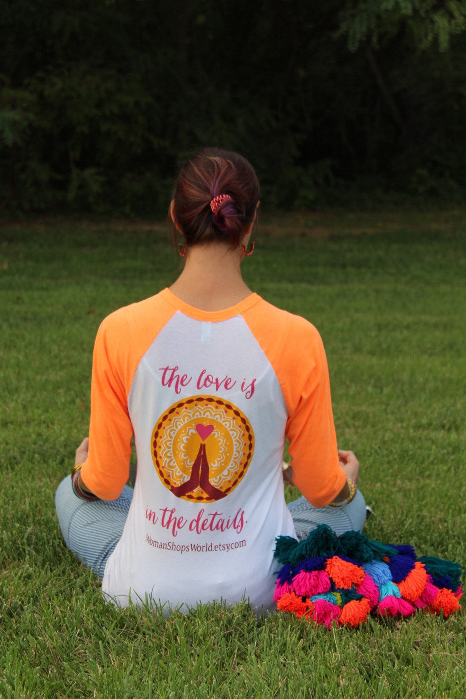 レディースSHOP~MANEMANE~ WomanShopsWorld Shirt: Neon Orange Ringer Baseball Unisex T-Shirt