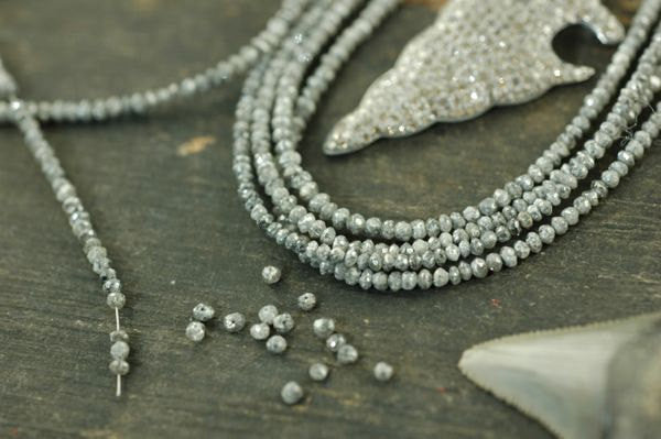 A Girls' Best Friend: Natural Grey Diamond Beads, 2x1.5mm, 15 beads