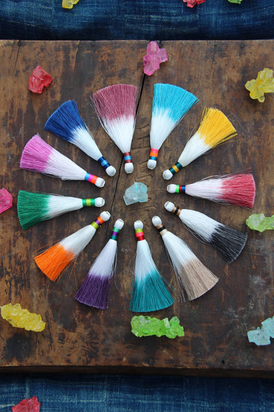 Multi Color Dip Dye Ombré, Silky Luxe Tassel, 3.5" Fringe Pendant