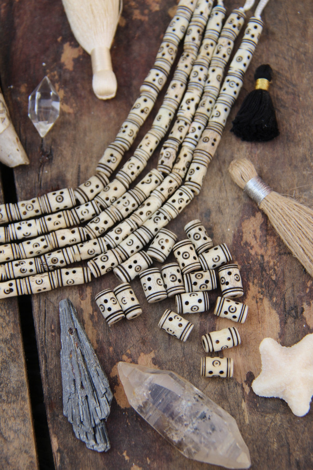 Hand carved African Bone factory beads.