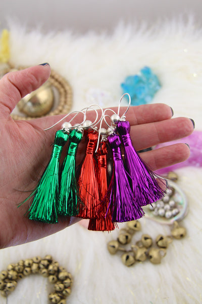 DIY Tinsel Tassel Earrings for Some Sparkle in an Instant!