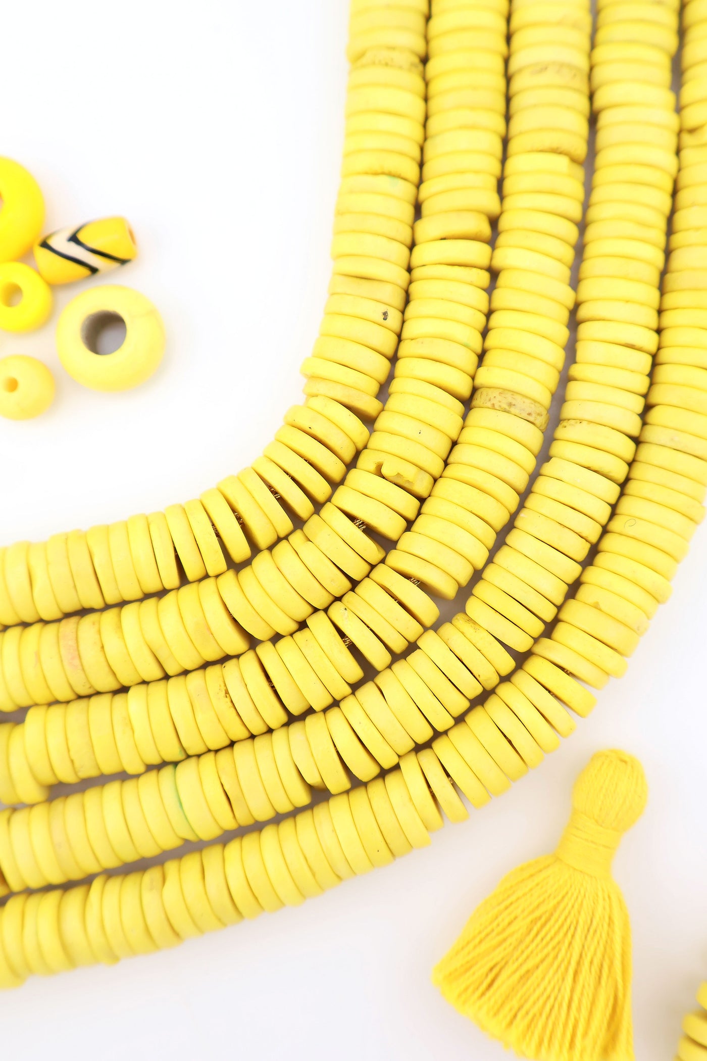 10mm Yellow Bone Heishi Discs Spacer Beads for making DIY jewelry and surfer style bracelets