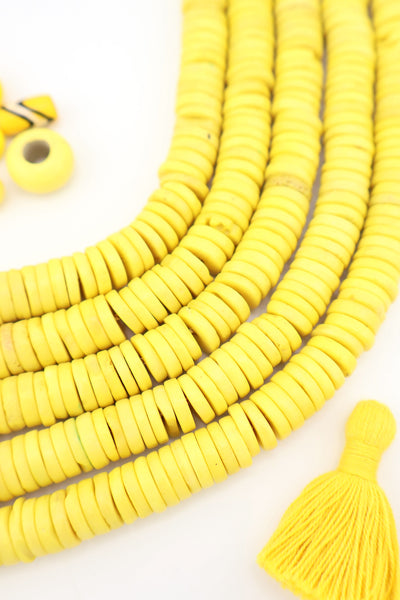 10mm Yellow Bone Heishi Discs Spacer Beads for making DIY jewelry and surfer style bracelets