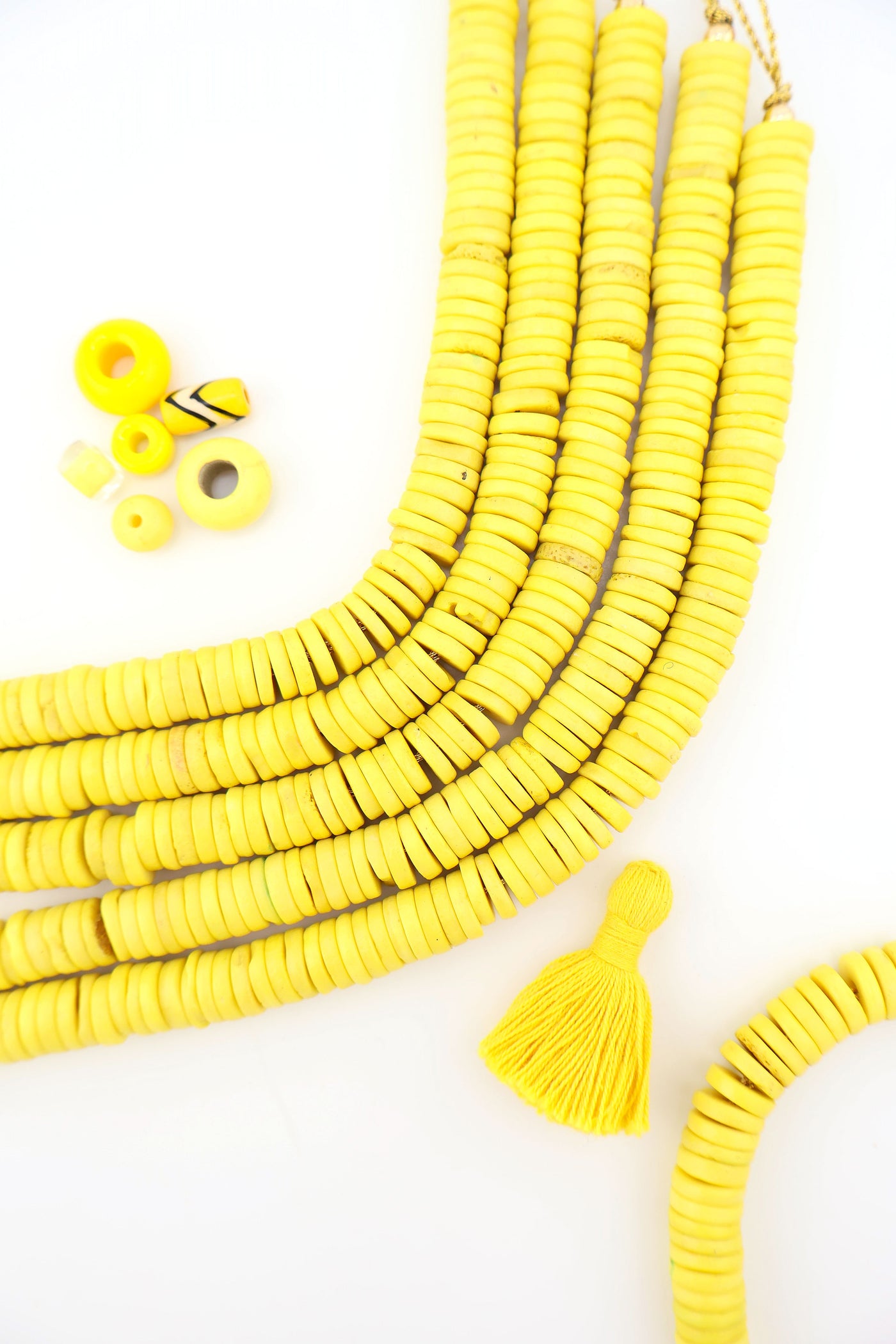 10mm Yellow Bone Heishi Discs Spacer Beads for making DIY jewelry and surfer style bracelets