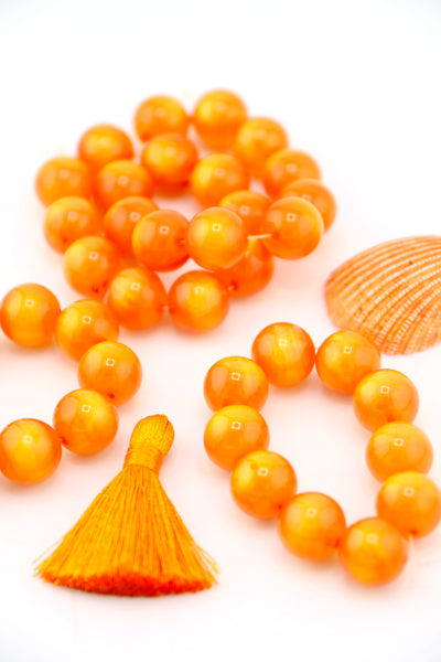 12mm Orange Moon Glow Italian Poly Resin Round, 10 Beads for making Showgirl Era jewelry