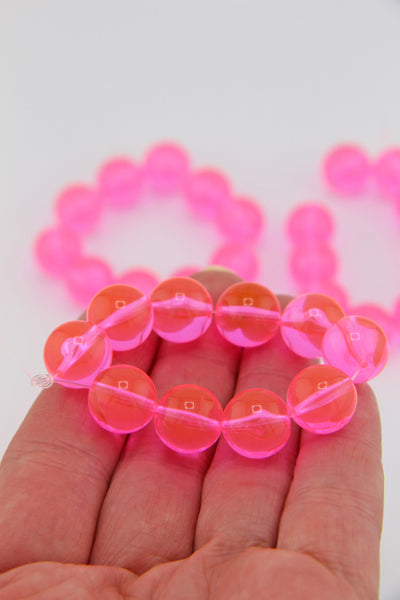 12mm Neon Pink German Resin Round Beads, 10 Beads for DIY Barbiecore jewelry