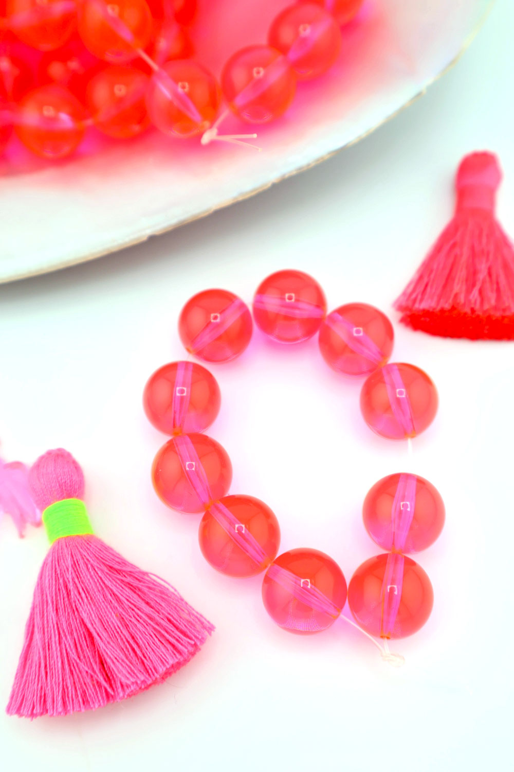 12mm Neon Sherbet German Resin Round Beads, 10 Beads for DIY Barbiecore jewelry