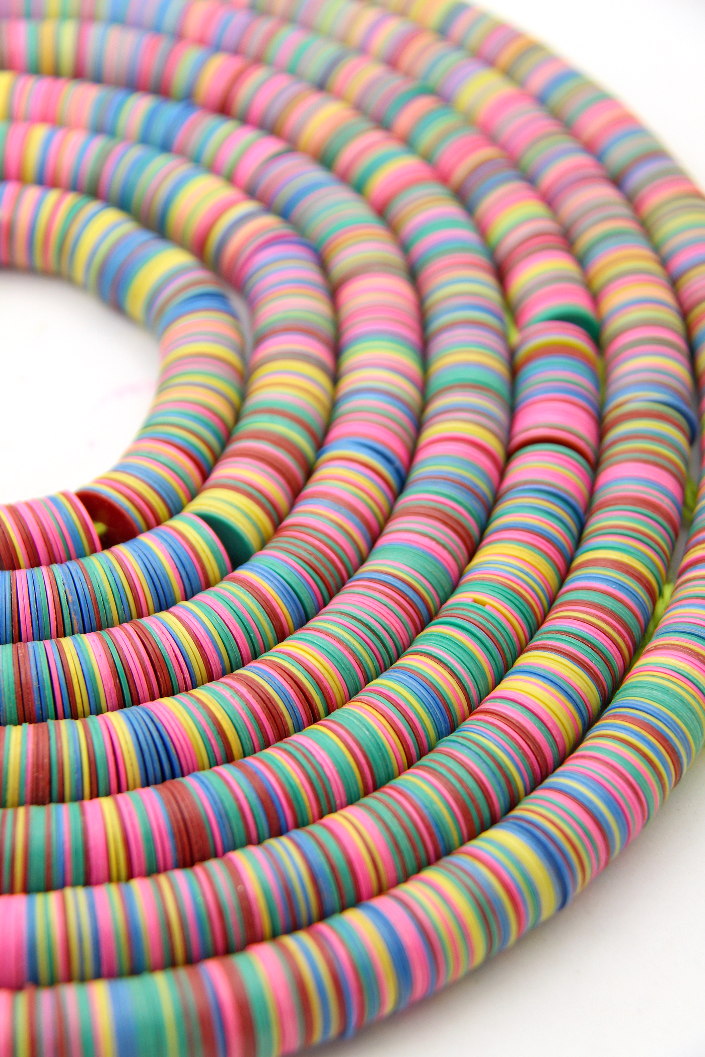 14mm Multi Color African Vinyl Record Beads, Authentic Waist Beads