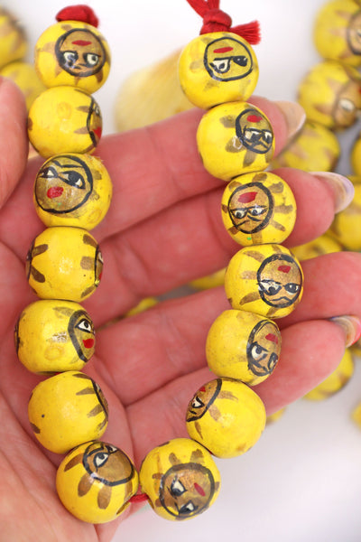 15mm Yellow Hand Painted Sun Wood Beads, 14 Beads These lightweight and large beads are perfect for making summer jewelry . Made in India,