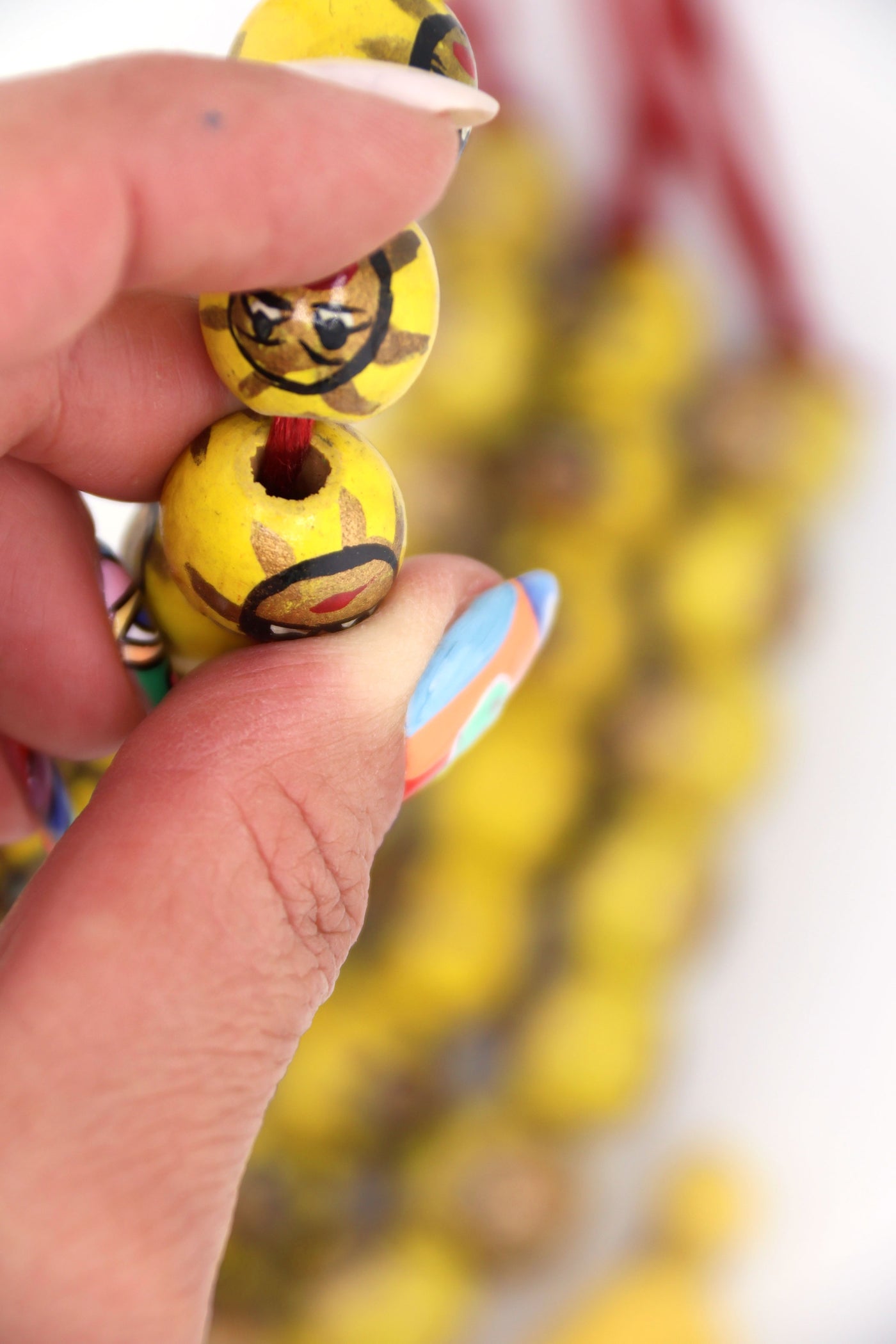 15mm Yellow Hand Painted Sun Wood Beads, 14 Beads These lightweight and large beads are perfect for making summer jewelry . Made in India,
