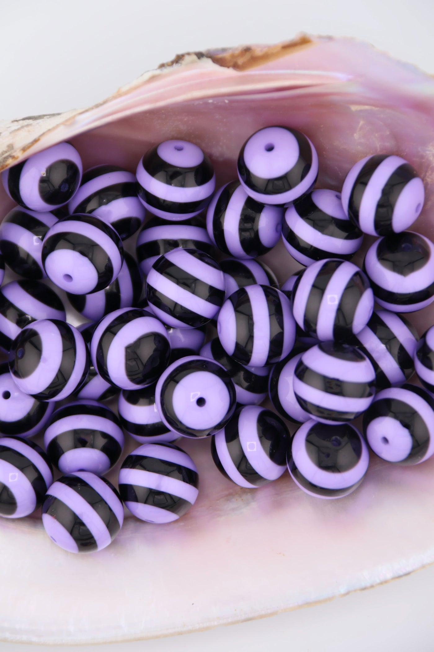 14mm Purple & Black Striped Italian Resin Bead, 1 Betelgeuse Bead for DIY Halloween Jewelry