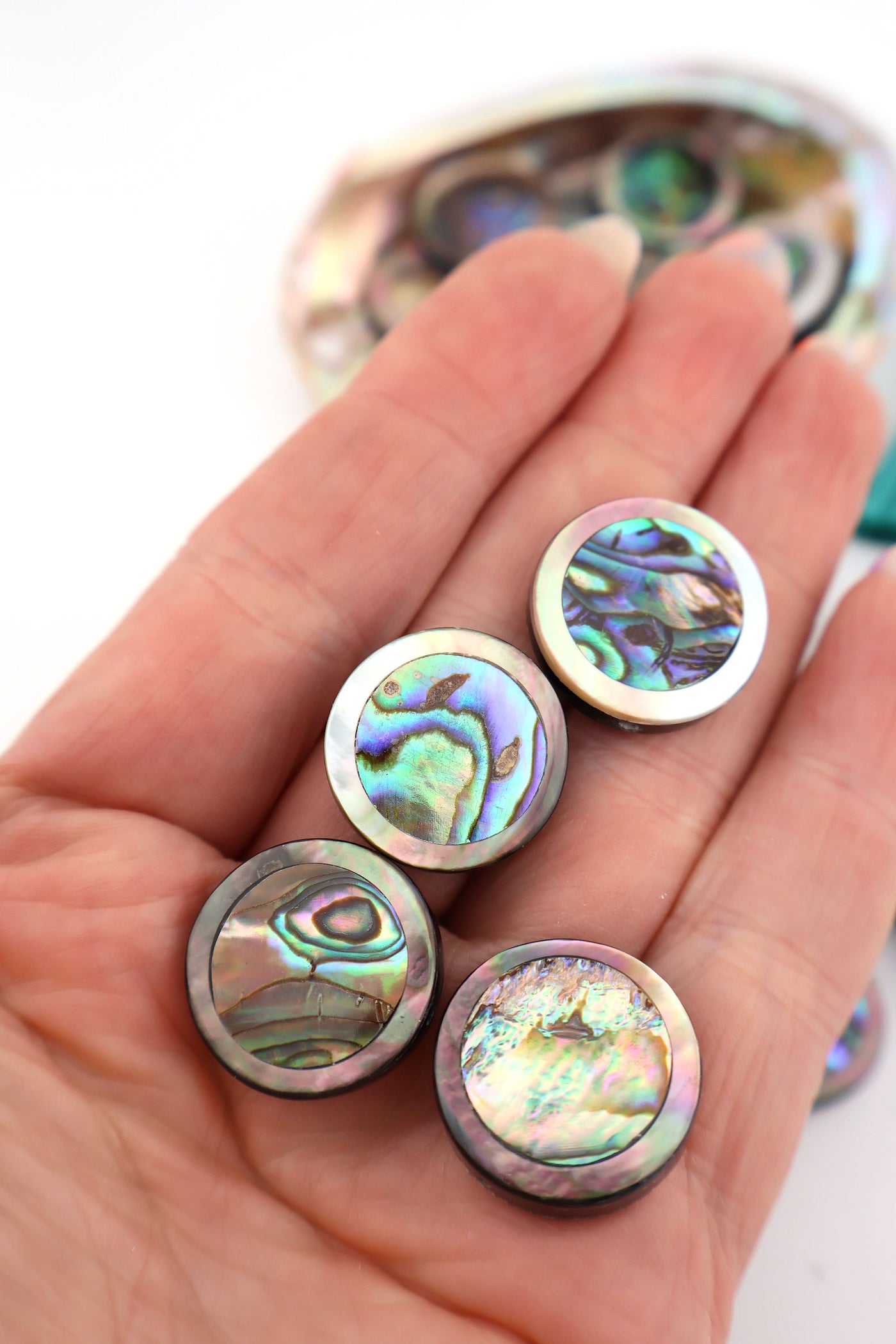 20mm Abalone Inlaid Coin Bead, 1 Charm, blingy beach girl style, this bead works as a focal pendant