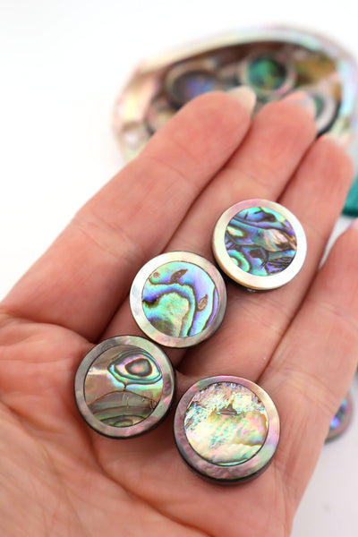 20mm Abalone Inlaid Coin Bead, 1 Charm, blingy beach girl style, this bead works as a focal pendant