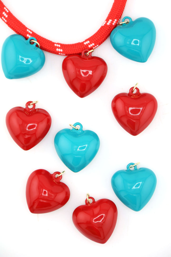 Small Puffy Heart Charm, 3/4