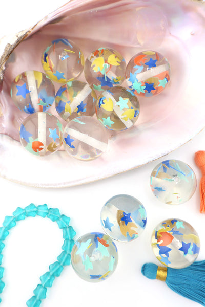 Large Confetti Fishbowl Round German Resin Beads, 25mm, 1 pc.