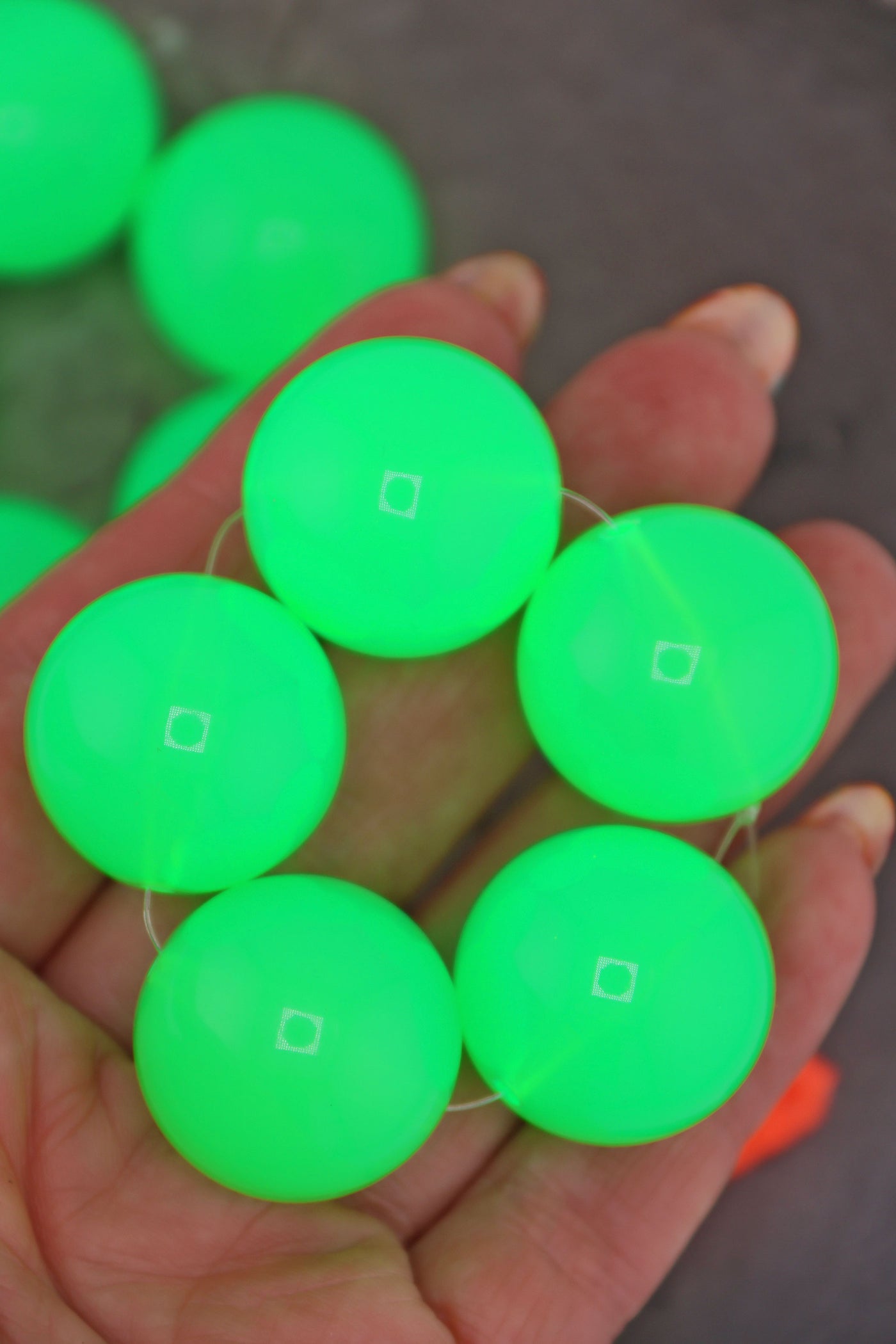 Neon Green German Resin Round Beads, 25mm, 5 Beads