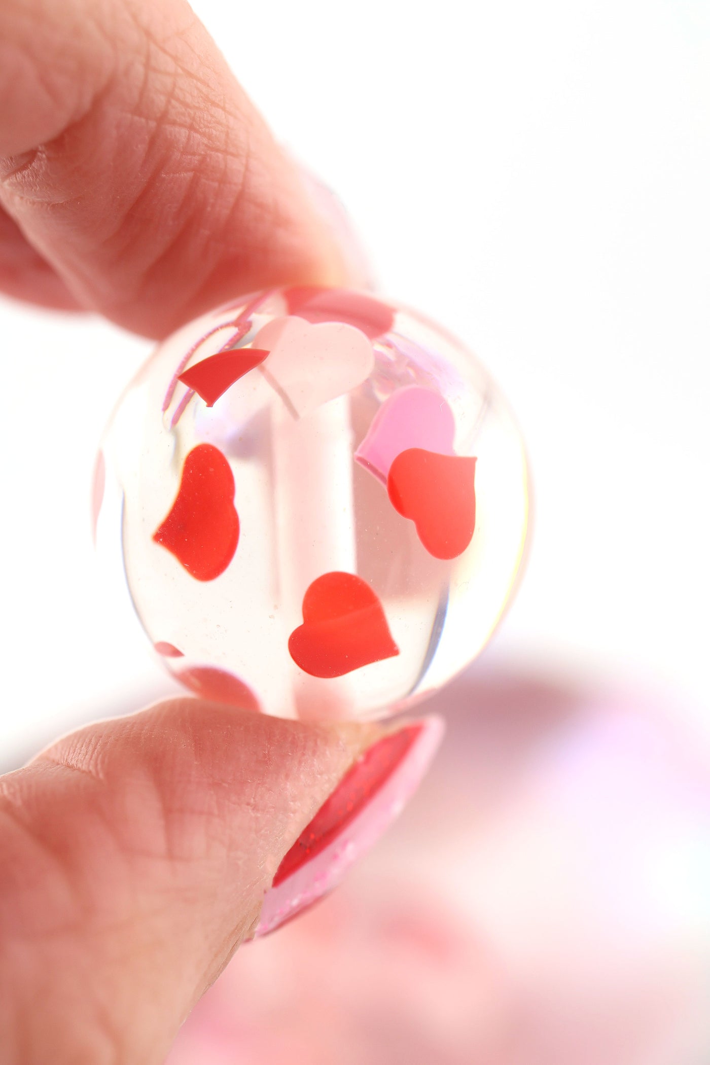 Large Valentine's Heart Confetti Round Resin Beads, 25mm, Artisan made in Italy, vintage replica