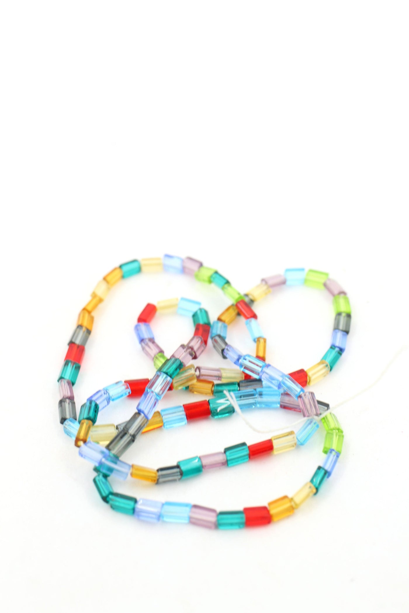 Colorful Crystal Glass Rectangle Tube Beads, Czech Glass, 21" Strand, 4x5mm