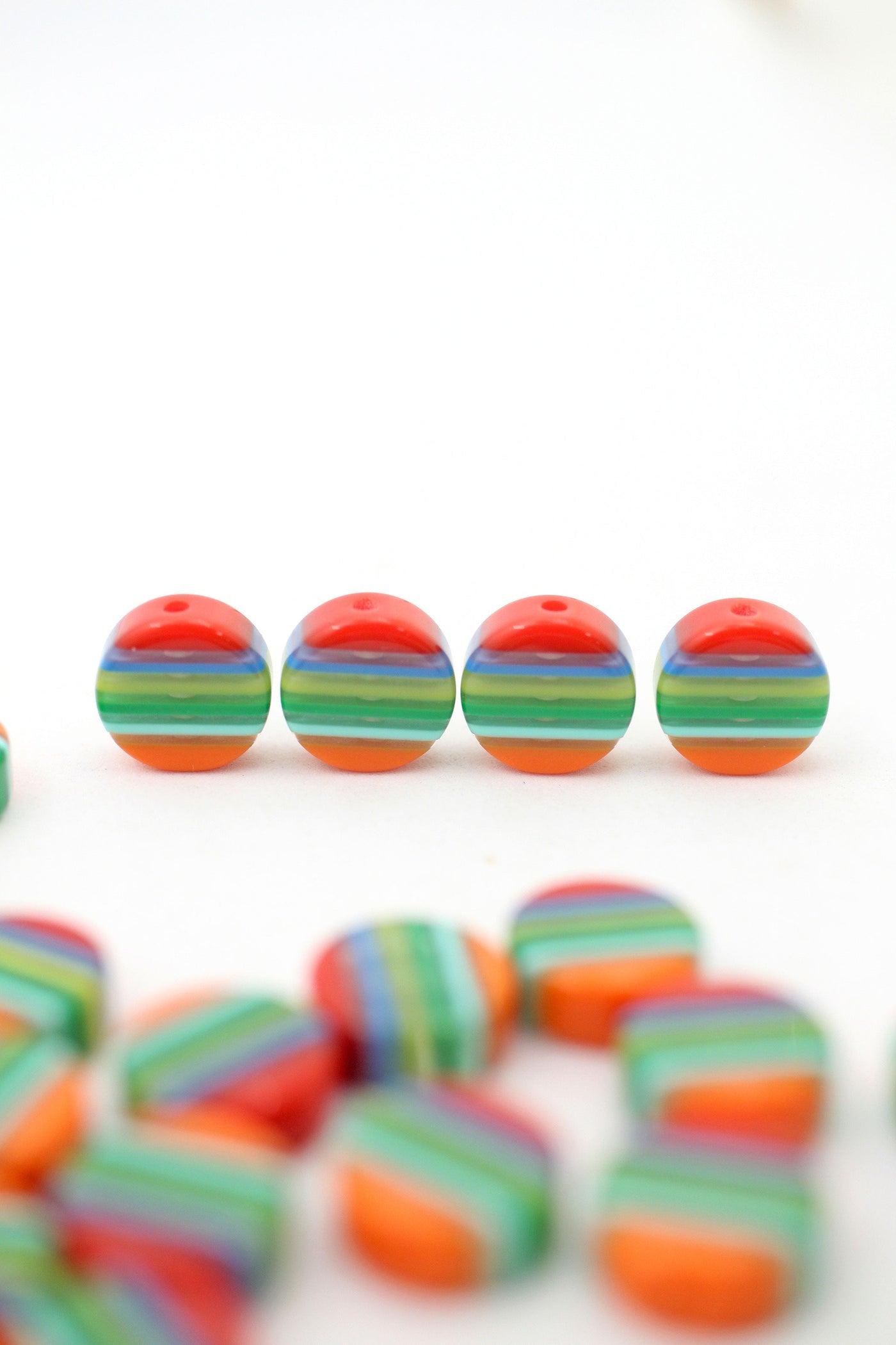 12mm Tab Retro Striped Italian Poly Resin Bead, 1 Bead