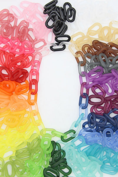 Snap Links: Acrylic Links for Jewelry Making, DIY Chain Necklaces or Bracelets, 24 pieces, Grab Bag, Assorted Colors, 16x27mm