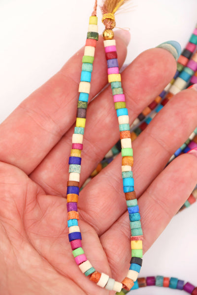 Multicolor Mermaid Reef Bone Spacer Beads: 5x4mm Heishi, Tube Shaped