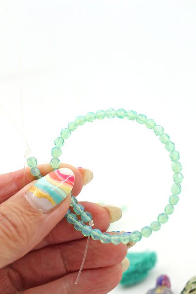 Aqua Turquoise Mermaid Opalite Glass, 4mm Faceted Beads for DIY jewelry and summer beach bracelets