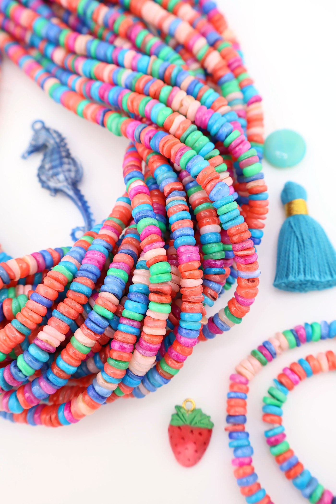 6mm Multi Colored Shell Heishi Beads, for Mermaidcore and surfer DIY Bracelets & Necklaces