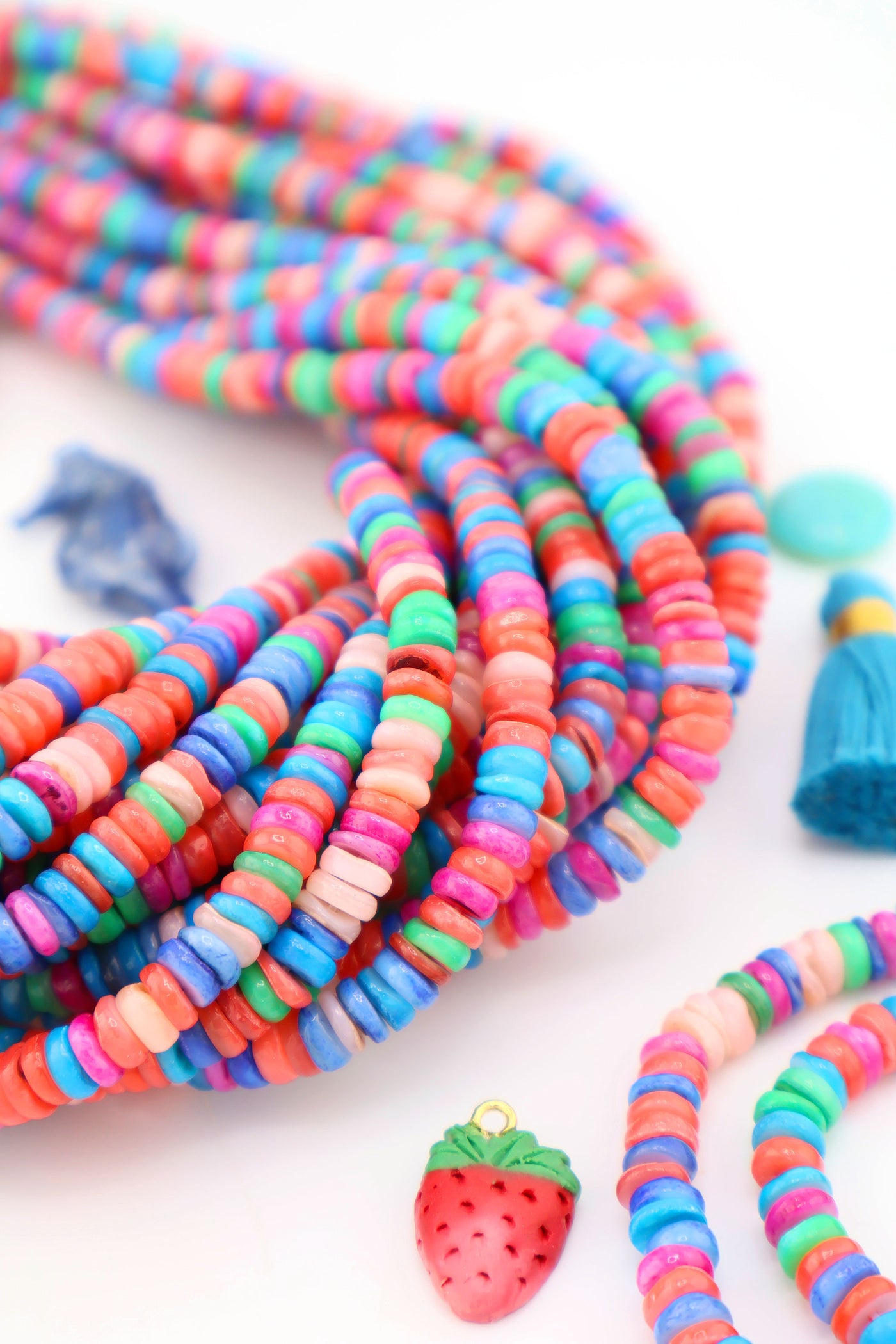 6mm Multi Colored Shell Heishi Beads, for Mermaidcore and surfer DIY Bracelets & Necklaces