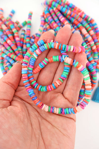 6mm Multi Colored Shell Heishi Beads, for Mermaidcore and surfer DIY Bracelets & Necklaces