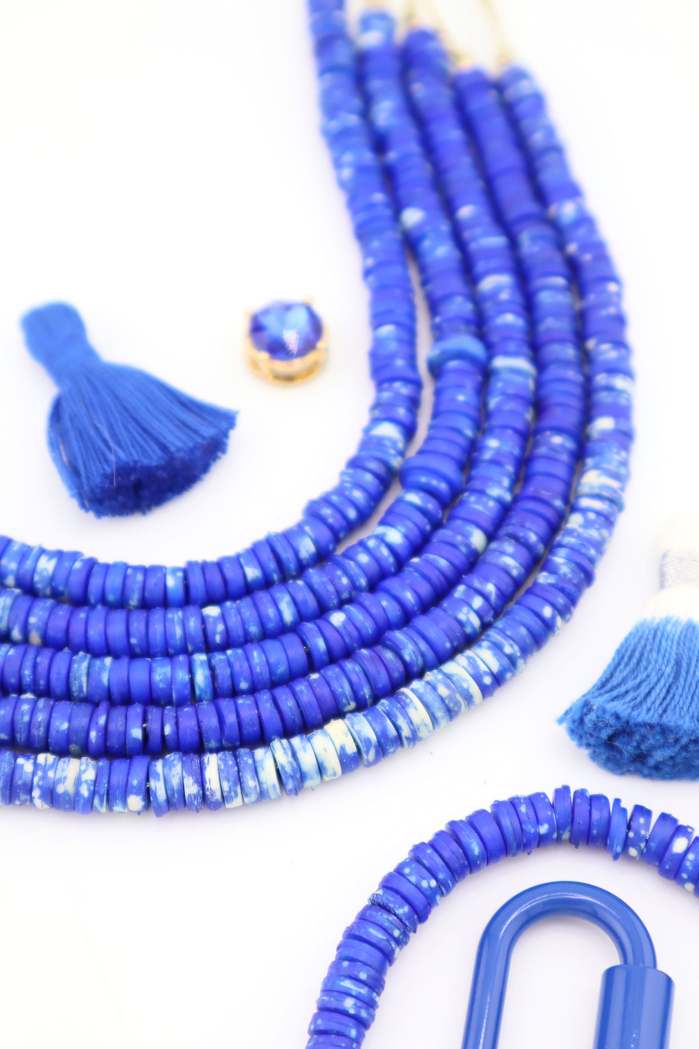 7mm Heishi Blue Speckled Beads for DIY Summer jewelry and making Outer Banks  bracelets