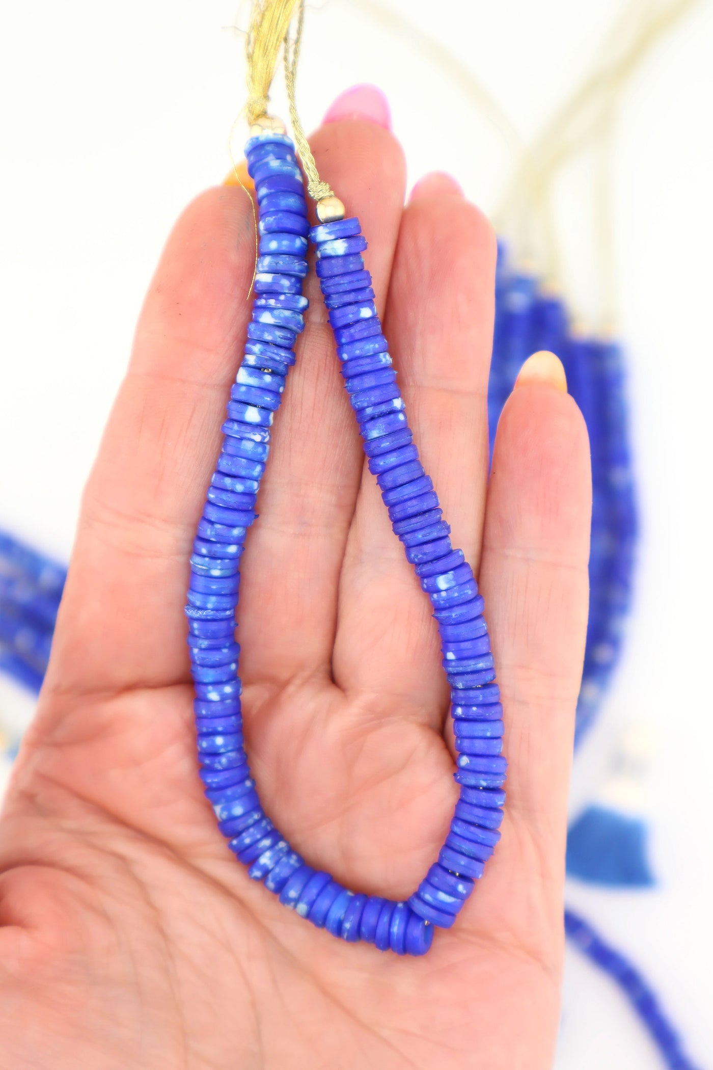 7mm Heishi Blue Speckled Beads for DIY Summer jewelry and making Outer Banks  bracelets