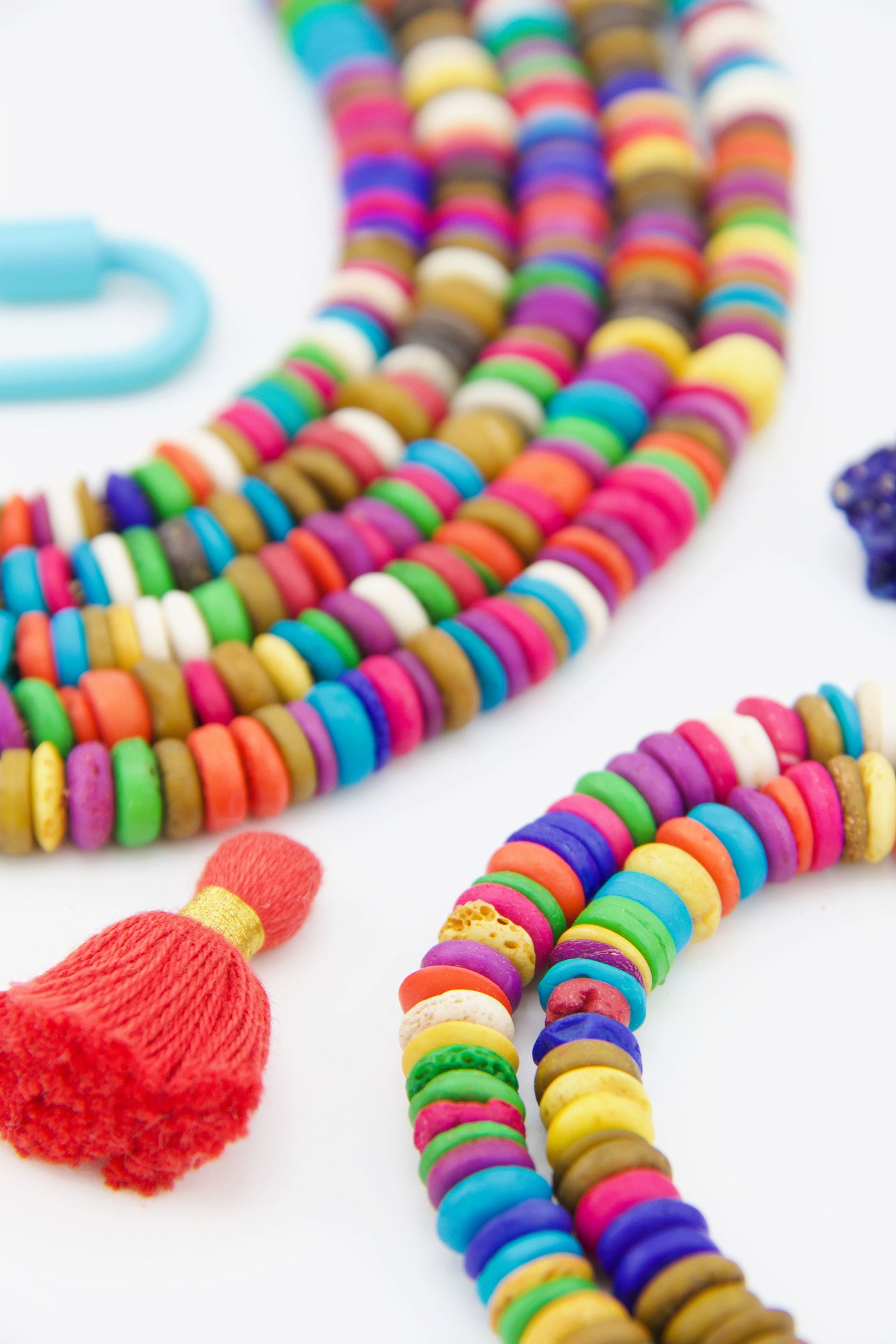 8-9mm Multi Color Natural Spacer Beads: Bright Heishi Discs for making friendship bracelets
