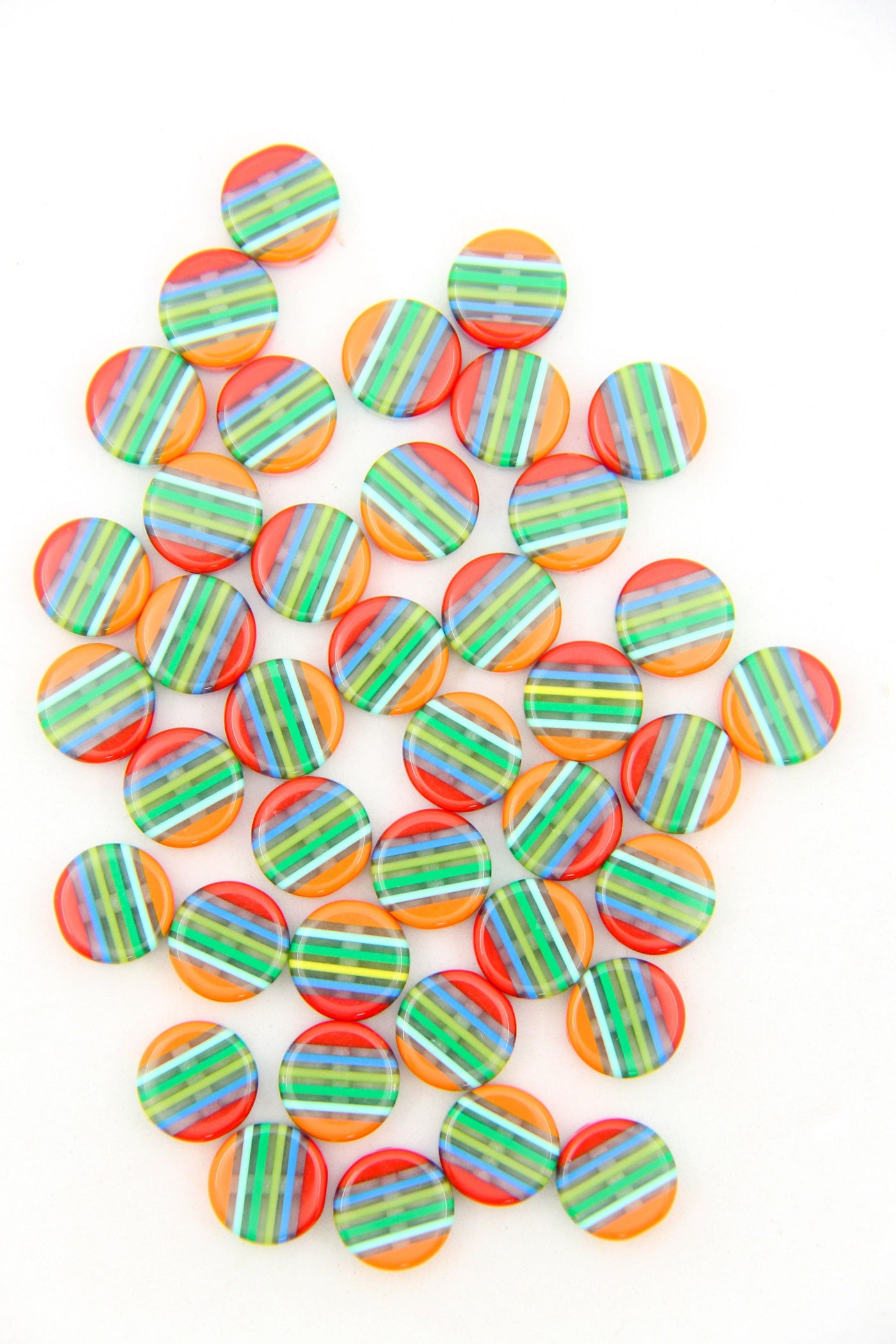 12mm Tab Retro Striped Italian Poly Resin Bead, 1 Bead