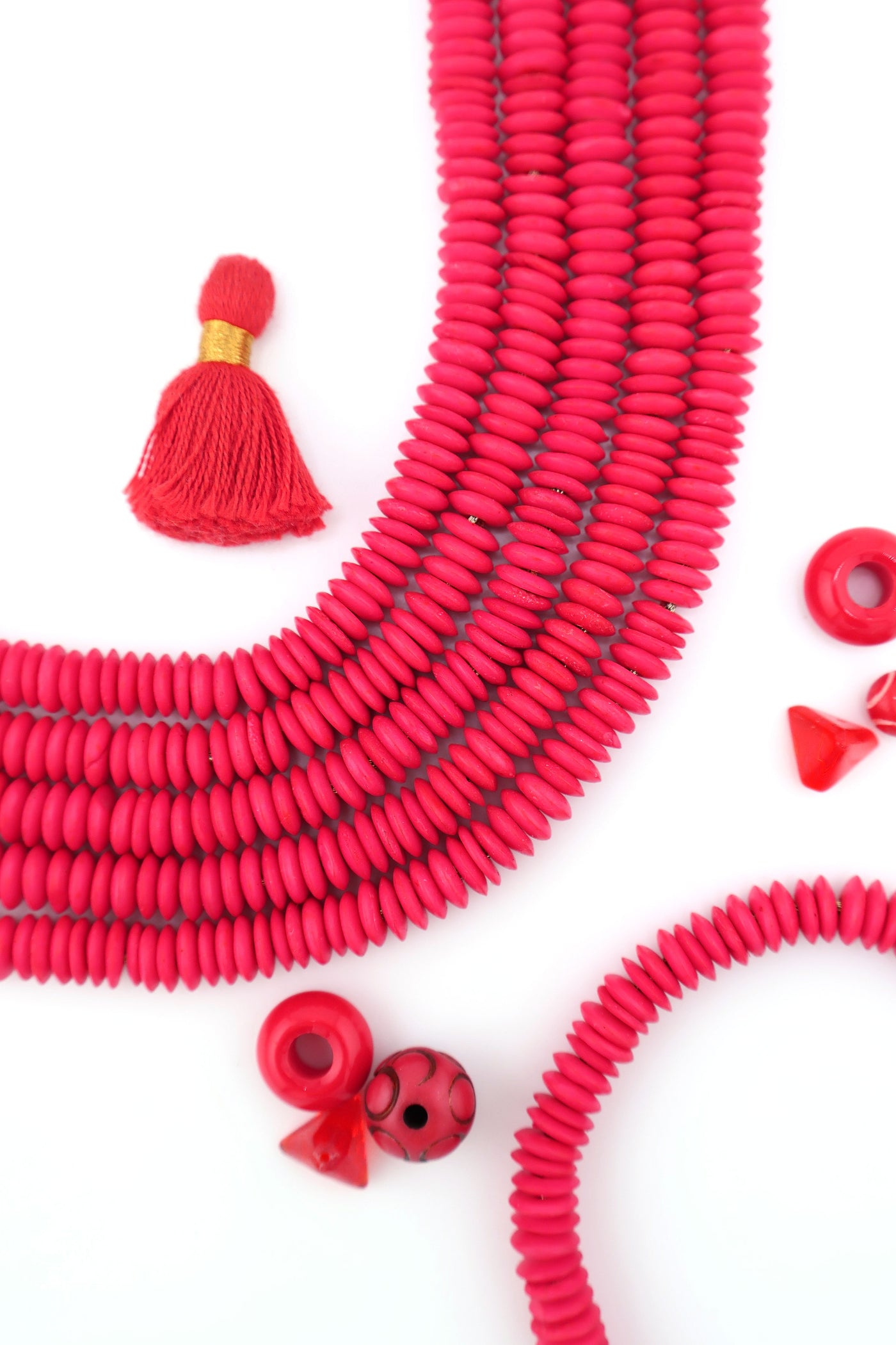 8mm Bright Red Saucer Discs Beads, 90 pieces for making western and beach style DIY jewelry